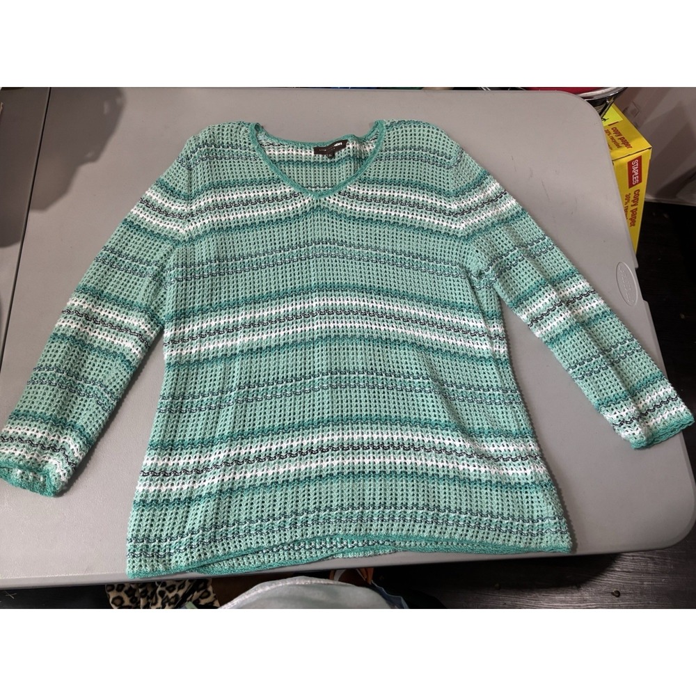 Women's Linda Matthews New York Aquaโ XL Crochet Sweater